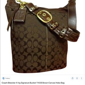 Coach brown canvas hobo bag